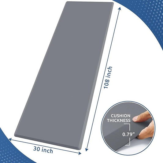 KitchenClouds Kitchen Mat Cushioned Anti Fatigue Rug 30"x108" Water Resistant, Non Slip, Standing and Comfort Desk/Floor Mats for House Sink Office (Grey,0.8inch)