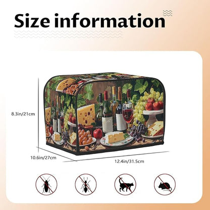 4 Slice Wine Glass Bottle Toaster Cover Waterproof Dust Fingerprint Bread Machine Cover Washable Kitchen Appliance Protector For Home Kitchen Bakeware Table Decor Women Gifts