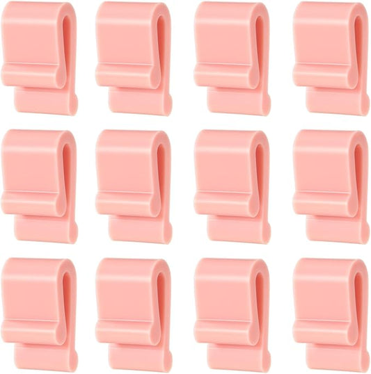 12pcs Dutch Oven Lid Protector Clips, Cookware Protectors Dutch Oven Pot Clips Silicone Replacement Pan Flexible Bumpers Lifter Accessories for Display Storage Stacking of Dutch Oven (Pink)