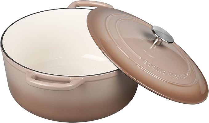 EDGING CASTING Enameled Cast Iron Dutch Oven Pot With Lid, 5.5 Quart, for Bread Baking, Cooking, Mocha