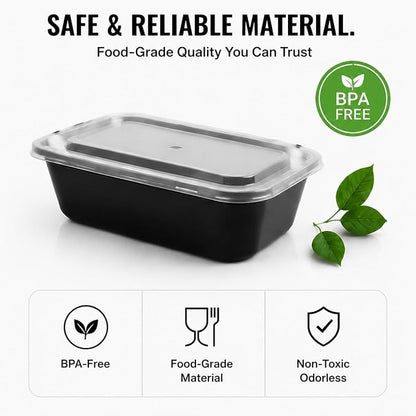 Tiny Meal Prep Containers, 12 oz [50 Pack] - mini Single 1 Compartment Food Meal Prep Containers Reusable, BPA Free Small disposable Food Storage Containers with Lids Microwave Dishwasher Freezer Safe