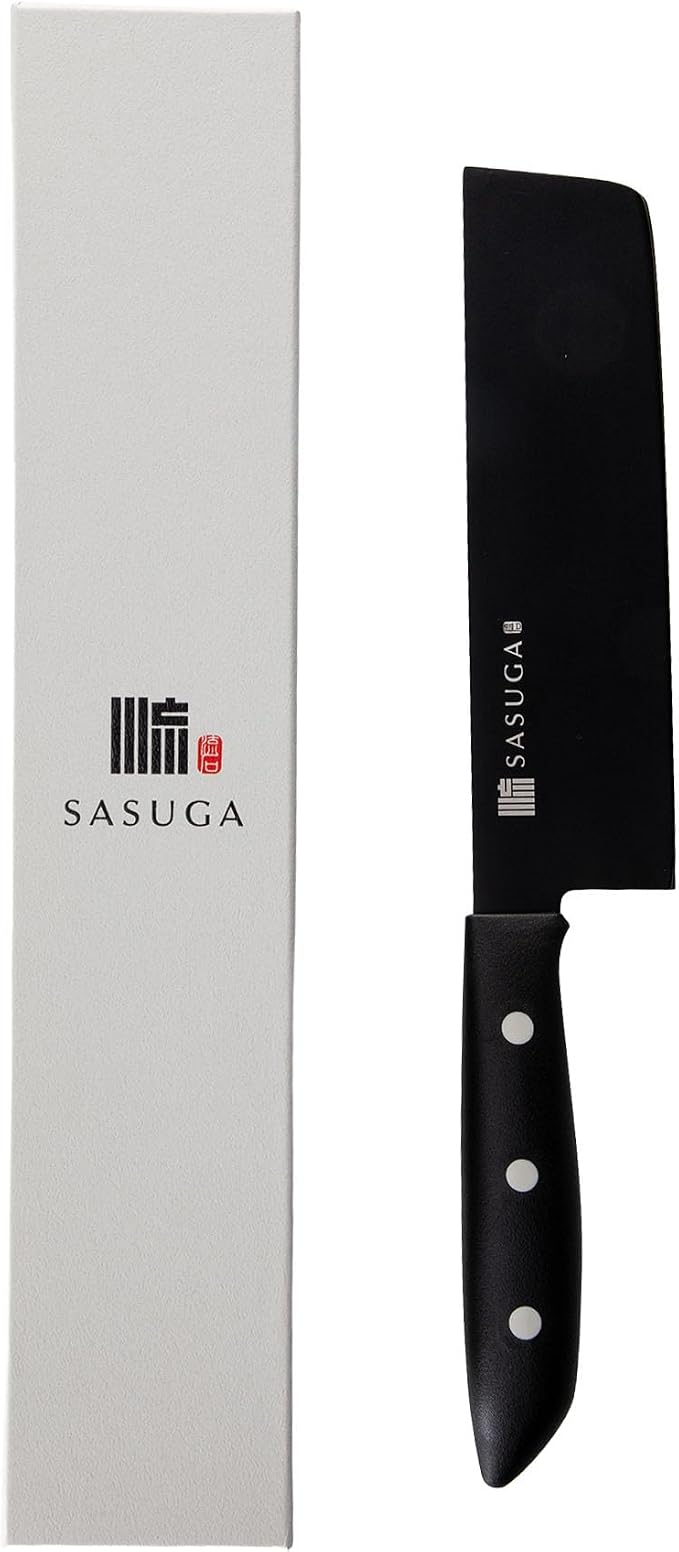SASUGA Lightweigth Japanese Nakiri Vegetable Knife 165 mm – Made in Japan | Molybdenum-Vanadium Stainless Steel | Flat Blade for Precise Vegetable Cutting