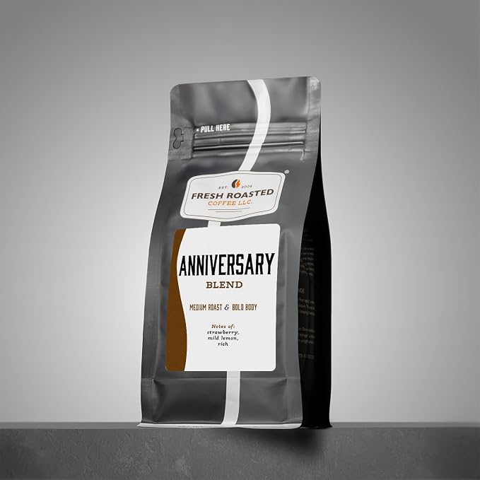 Fresh Roasted Coffee, Anniversary Blend Whole Bean Coffee, Medium Roast, Kosher, 12 oz