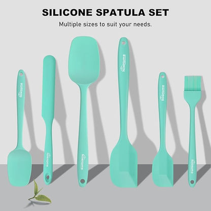 NileHome Silicone Spatula Set, 6 Pcs Food Grade Kitchen Utensils with Silicone Brush Heat Resistant Up to 600°F Dishwasher Safe BPA-Free Rubber Spatula for Scraping, Baking, Cooking, Mixing, Turquoise