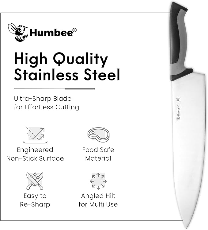 12-Inch Chef Knife, NSF Certified Razor-Sharp High Carbon Stainless Steel Blade – Ergonomic Color Coded Handle, Non-Slip Grip Kitchen Knife, DT-10 Series, Cool Grey