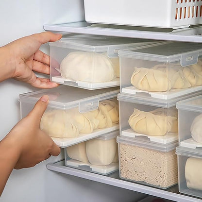 2-Pack Airtight Refrigerator Food Storage Boxes 11.81X3.93X2.83In Rectangular Crisper Containers for Fresh Fruits Vegetables Snacks Kitchen Organization