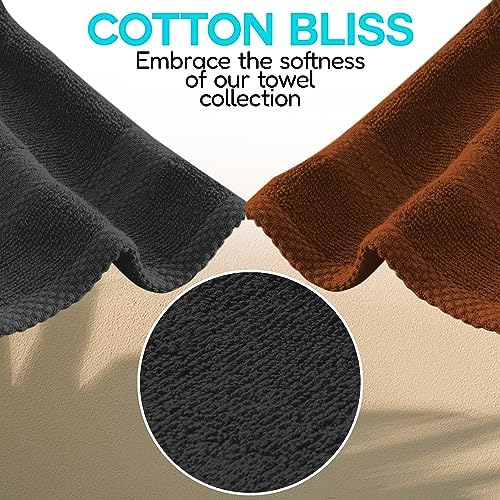 QUBA LINEN 100% Cotton Hand Towel Set – Soft, Absorbent Towels for Bathroom, Kitchen & Gym Use – Durable, Reusable & Machine Washable Towels - Multi-Color, 16 x 28 Inches, Pack of 6