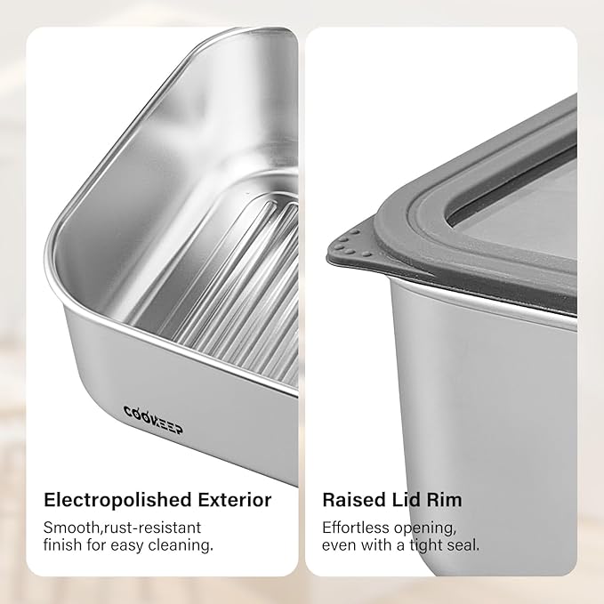54oz/1600ml Stainless Steel Food Containers,Stainless Steel Containers with Lids,Snack Containers,Lunch Box,Easy Clean,Airtight & Leakproof for Kitchen Storage,Dishwasher Safe,BPA-Free