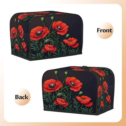 Toaster Cover 2 Slice Wide Slot Flower Floral PoppyBread Toaster Oven Dustproof Cover Small Appliance Kitchen Covers Dust and Fingerprint Protection for Women Gift 2 Slice
