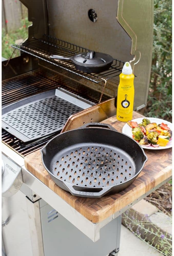 Lodge 12" Cast Iron Dual Handle Grill Basket (Pack of 3)
