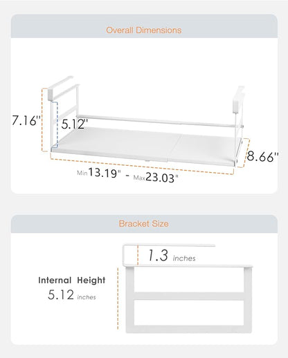 Under Shelf Storage Basket, 2-Pack Under Cabinet Shelf Organizer | Expandable Hanging Basket Holds 35 lbs Add-On Kitchen Pantry Cupboard Counter Laundry 13.19-23.03" W x 8.66" D x 5.12" H