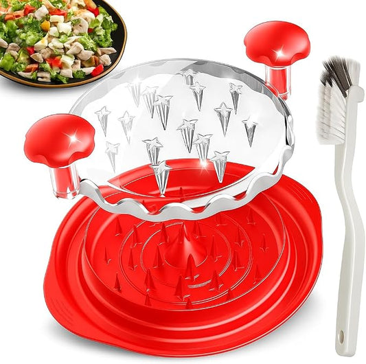 Chicken Shredder Tool Twist Large - 10" Meat Shredder for Chicken Breast, Pork, Beef & Pulled Pork, Visible Meat Grinder Machine with Brush & Fork, Anti-Slip Base, Ergonomic Handle, BPA Free