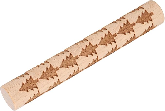 HARFINGTON Wood Clay Roller 4" Pine Tree Pattern Rolling Pins Wood Rollers Pottery Tools Wood Grain Texture Rollers for Clay Baking Dough Playdough DIY