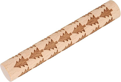 HARFINGTON Wood Clay Roller 4" Pine Tree Pattern Rolling Pins Wood Rollers Pottery Tools Wood Grain Texture Rollers for Clay Baking Dough Playdough DIY