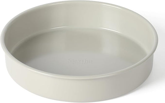 Martha Stewart Gallen 8 Inch Round Nonstick Carbon Steel Cake and Bake Pan – Cool Grey, Durable Bakeware for Even Baking and Easy Release