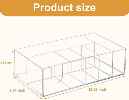 Acrylic Paper Plate Organizer for Countertop, Silverware Caddy for Cups, Napkins, Paper Plate and Utensil Holder, Cutlery Caddy for Party, Camping, Picnic