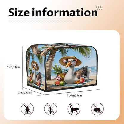 Goose Beach Toaster Cover 2 Slice Wide Slot Washable Toaster Covers | Animal Summer Dust and Fingerprint Protection Bread Maker Covers for Kitchen Accessories Decor Bakeware Women Gift