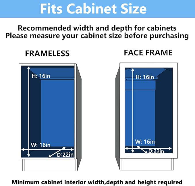 LOVMOR Individual Pull Out Cabinet Organizer, 2 Tier Slide Out Cabinet Drawers, Pots and Pans Organizer and Storage Pantry Shelf for Kitchen (15½" W x 21½" D)