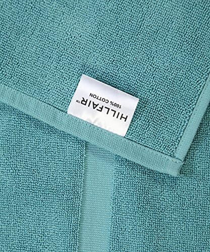 HILLFAIR 900 GSM 100% Cotton Floor Towels - 2 Piece Towels Set - Sea Green