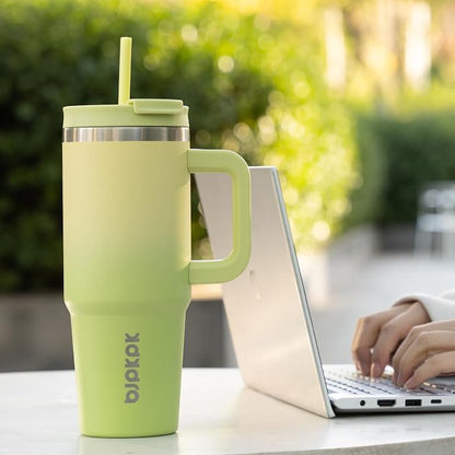 BJPKPK Insulated Tumblers With Handle And Straw 40 oz Stainless Steel Tumbler Cups With Lid,Day And Night