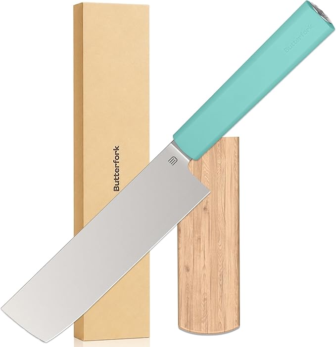 6 Inch Nakiri Knife, AR-RPM9 Steel & Replaceable Handle, Multipurpose Meat Cleaver Vegetable Chef Knife with Oak Sheath, Gift for Home Chefs