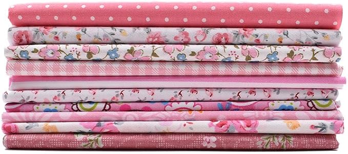 10pcs 12 x 12 inches (30cmx30cm) Print Pink Series Fabric Bundle Squares Patchwork DIY Sewing Scrapbooking Quilting Pattern Artcraft Collection B