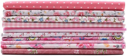 10pcs 12 x 12 inches (30cmx30cm) Print Pink Series Fabric Bundle Squares Patchwork DIY Sewing Scrapbooking Quilting Pattern Artcraft Collection B
