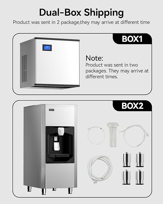 EUHOMY Commercial Ice Maker Machine 400Lb/24H, Ice Ready in 10-15 min, SECOP Compressor, Freestanding Industrial with 130Lbs Automatic Ice Bin Dispenser for Hotel/Restaurant/Business