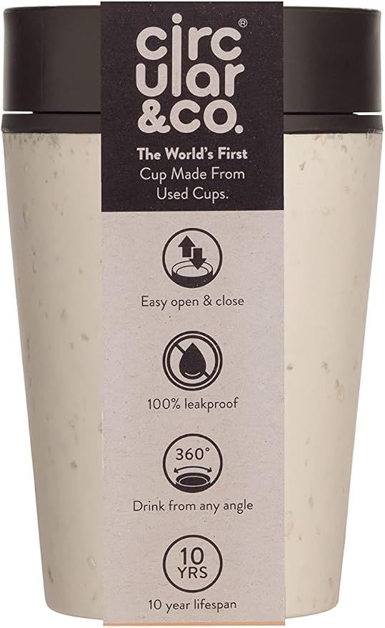 Circular and Co Leakproof Reusable Coffee Cup 8oz/227ml - The World's First Travel Mug Made from Recycled Coffee Cups, 100% Leak-Proof, Sustainable & Insulated. (Cream & Cosmic Black)