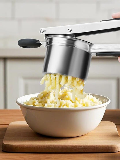 Potato Ricer, Heavy Duty Stainless Steel Potato Masher and Ricer for Mashed Potatoes, Kitchen Gadget for Mashed Potatoes with 3 Interchangeable Discs
