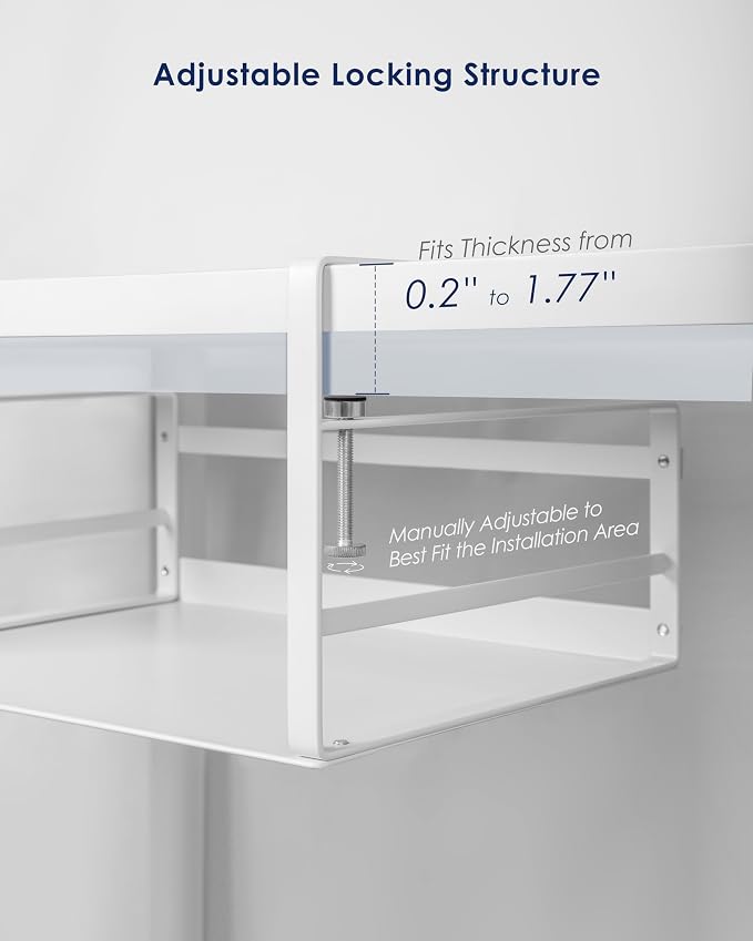 Nxconsu Under Shelf Basket Storage Organizer 2 Pack, Large 16.1" White | Heavy-Duty Metal Under Shelf Basket Holds 30 lbs, No-Drill Knob-Lock Storage Organizer for Kitchen Cabinet Pantry Cupboard