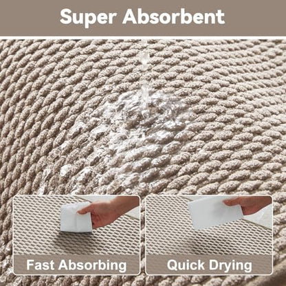Triohero Bathroom Runner Rug, Long Bath Mat Washable Thin Quick Dry Low Pile Bathroom Runner Rugs 24 x 60 Non Slip, Beige 24"x60"