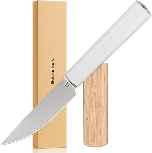 3.5 Inch Paring Knife, AR-RPM9 Steel Fruit Vegetable Knife with Ergonomic ABS Handle Oak Sheath, Ultra Sharp Kitchen Knife for Peeling Coring Cutting, Gift for Home Chefs