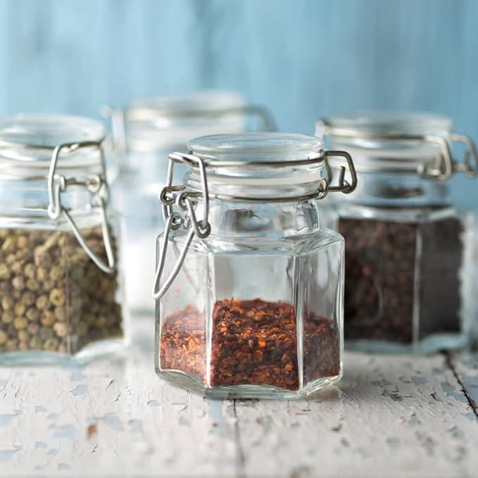 TOPZEA 30 Pack Hexagon Glass Jars with Airtight Lid, 3.5oz Clear Spice Jar, Herb Storage Containers Food jars for Pantry Organization, Honey, Jam, Party Favors & Crafts (Includes Labels & Hemp Rope)