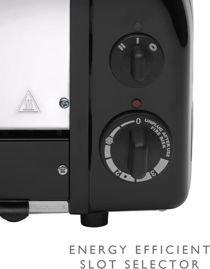 Dualit Classic 2 Slice NewGen Toaster - Stainless Steel - Hand Built in the UK - Replaceable ProHeat elements - Defrost Bread - Mechanical Timer - Matt Black Classic Toaster