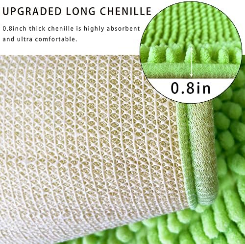 Chenille Bath Mat Microfiber Floor Mat Baby Bath Mat for Kids Washable Bathroom Dry Fast Water Absorbent Shower Mat Area Rugs (19.2" x 31.1", Green)