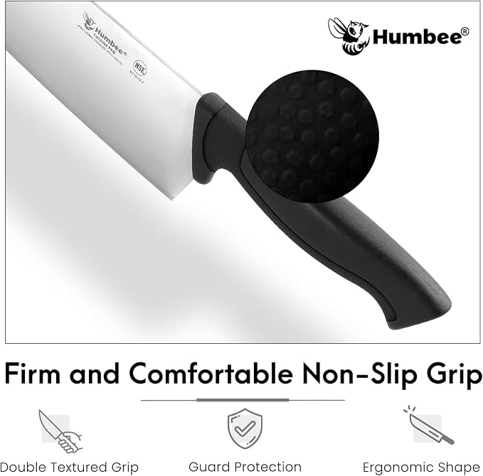 12-Inch Chef Knife, NSF Certified Razor-Sharp High Carbon Stainless Steel Blade – Ergonomic Color Coded Handle, Non-Slip Grip Kitchen Knife, DT-10 Series, Black