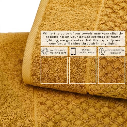Great Bay Home Bath Towels - 100% Cotton 6 Piece Bath Sheet Set - Diamond Waffle Weave - Absorbent, Durable, Quick-Dry Towels for Bathroom (Marigold)