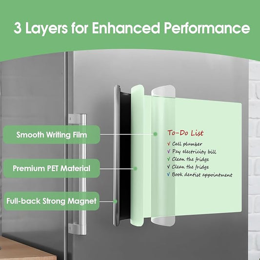 MaxGear 5 Pack Multicolor Fridge Whiteboard Magnetic, 12 x 8 Inch Dry Erase Board for Refrigerator, Reusable Kitchen Organizer, Colorful Planning Board, Includes 5 Markers, 5 Magnets and 1 Erase
