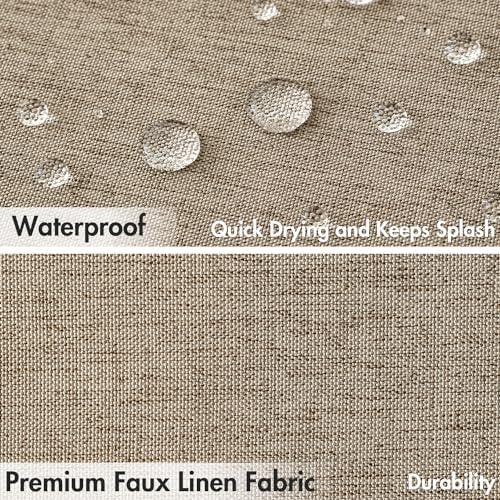MIULEE Khaki Scalloped Linen Shower Curtain 72x72 Inches