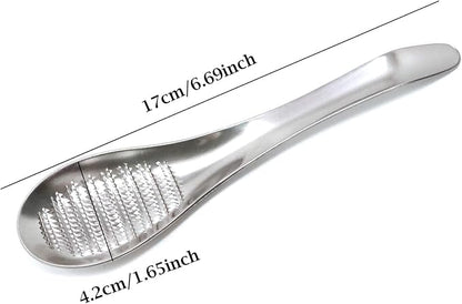 Honbay 1PCS Stainless Steel Garlic Ginger Fruits Root Vegetable Grater Grinder Spoon for Kitchen