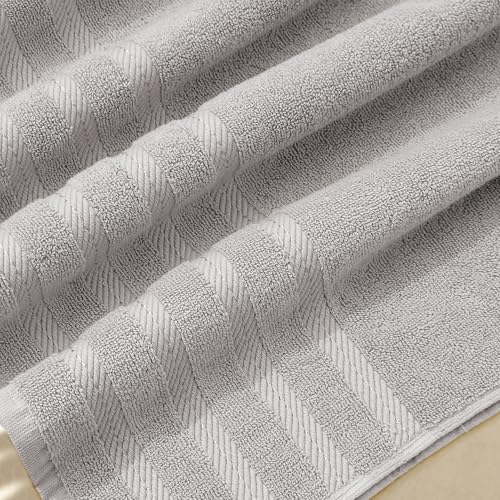 Hearth & Harbor Bath Towels for Bathroom - 100% Ring Spun Cotton Luxury Bathroom Towels - Soft & Highly Absorbent Bath Towels Set, 6 Piece Set, Light Gray