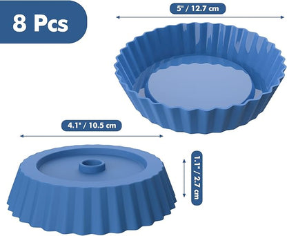 Webake Silicone Quiche Pan, 8pcs Fluted Tart Pans 5 Inch Round Baking Molds Small Maryann Cake Pans for Baking - Multicolor