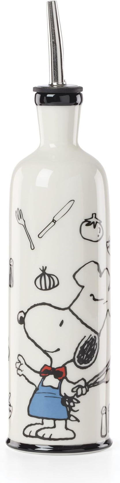 Lenox Home And Kitchen, Chef Snoopy Oil Bottle, Porcelain Material, Kitchen Gadgets, Oil Dispenser Bottle, Table Decor And Accessories, Snoopy Peanut Design, Home (White, 1 Piece, 11 Ounce Capcity)