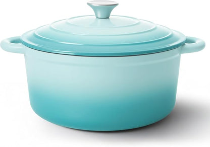 6 Quart Dutch Oven Pot with Lid, Non Stick Enameled Cast Iron Dutch Oven for Bread Baking, Heavy-Duty, Oven Safe Ceramic Cookware Up to 500°F for Baking, Braising, Stews, Roasting, Verdant