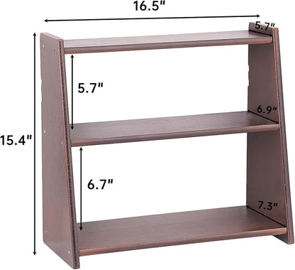 100% Solid Wood Kitchen Countertop Organizer, 3 Tier Spice Rack, Rustic Bathroom Countertop Organizer, Trinket Shelf, Tiered Display Stand for Spices, Makeup, Collectibles & Home Decor