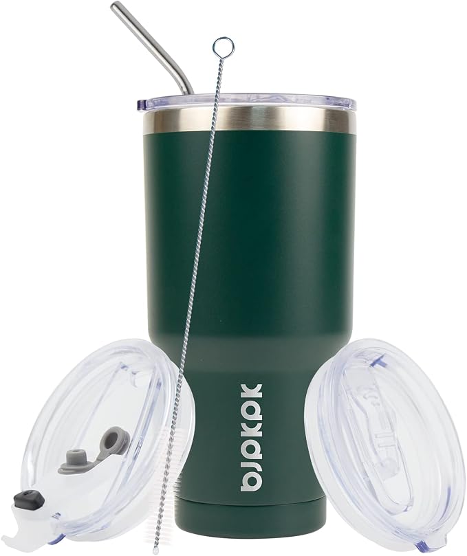 BJPKPK 30oz Tumbler with Lids and Straws, Stainless Steel Vacuum Insulated Coffee Tumblers, Insulated Travel Mug Water Cup with Leakproof Lid,Army Green