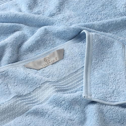 Superior Egyptian Cotton 9-Piece Towel Set, Assorted Towels for Home Bathroom, Guest Bath Decor Essentials, Includes 3 Bath, 3 Hand, 3 Face Towels/Washcloths, Quick Dry, Absorbent - Light Blue