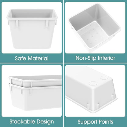 WOWBOX 25 PCS Plastic Drawer Organizer Set, 4 Sizes Desk Drawer Divider Organizers and Storage Bins for Makeup, Jewelry, Gadgets for Kitchen, Bedroom, Bathroom, Office, White