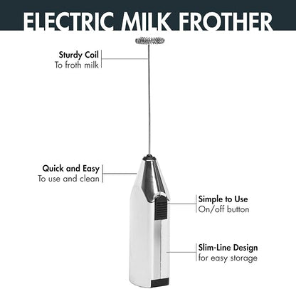 Primula Stovetop Espresso Maker and Handheld Electric Milk Frother Gift Set, Moka Pot for Classic Italian and Cuban Coffee, Cafetera, 6 Espresso Cups, Silver